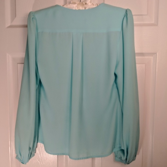 Blue Button Down Blouse XS - Picture 2 of 4
